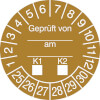 Prüfplaketten - Geprüft von...am...K1 - K2 in Jahresfarbe