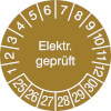 Prüfplaketten - Elektr. geprüft in Jahresfarbe