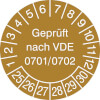 Prüfplaketten - Geprüft nach VDE 0701 / 0702 in Jahresfarbe