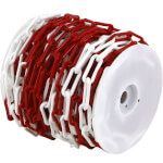 Absperrkette 50 M Kunststoff zum Kürzen geeignet, Farbe: rot/weiß, Gliederstärke 6 mm