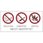 Cannabis Verbotsschild Rauchen, Dampfen, Kiffen nicht gestattet