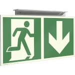 Fluchtwegschild zur Deckenmontage zur einseitigen Fluchtwegkenneichnung abwärts