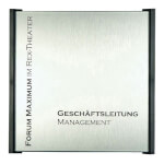 BOX Türschild anthrazit in Edelstahloptik mit einer Abdeckung aus Sicherheitsglas